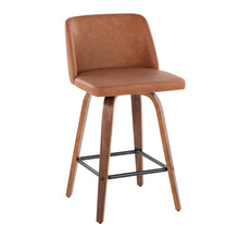 Load image into Gallery viewer, Toriano - Mid Century Modern Fixed Height Counter Stool &amp; Square Footrest (Set of 2)

