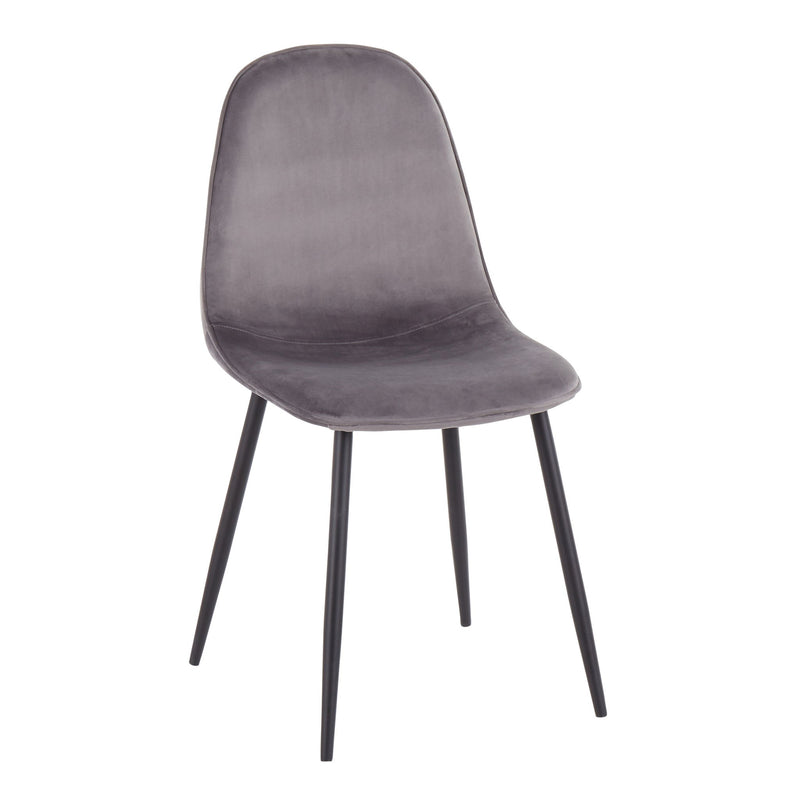 Pebble - Contemporary Chair (Set of 2) - Gray - Velvet