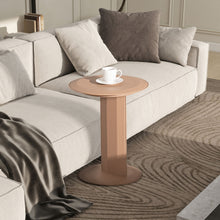Load image into Gallery viewer, Mode - Leatherette Round C-Shaped Sofa Side Table - Saddle Brown
