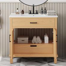 Load image into Gallery viewer, Bathroom Vanity With Ceramic Sink, Modern Free Standing Cabinet With Soft Close Drawers

