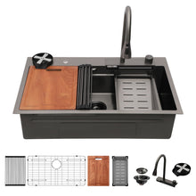 Load image into Gallery viewer, 33" Stainless Steel Single Bowl Kitchen Sink With Waterfall Flow
