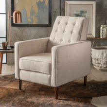 Load image into Gallery viewer, Mid-Century Modern Recliner With Button Tufted Waffle Stitch
