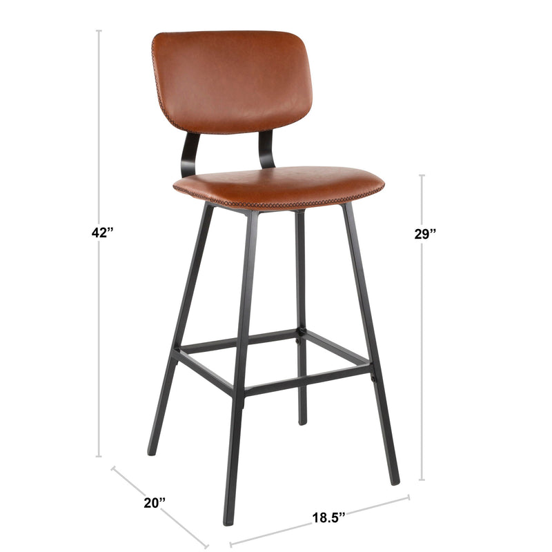 Foundry - Contemporary Barstool Zig Zag Stitching (Set of 2) - Gray
