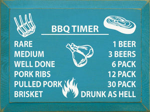 SAWDUST CITY - BBQ TIMER: Rare/1 beer, medium/3 beers, well done/6 pack…