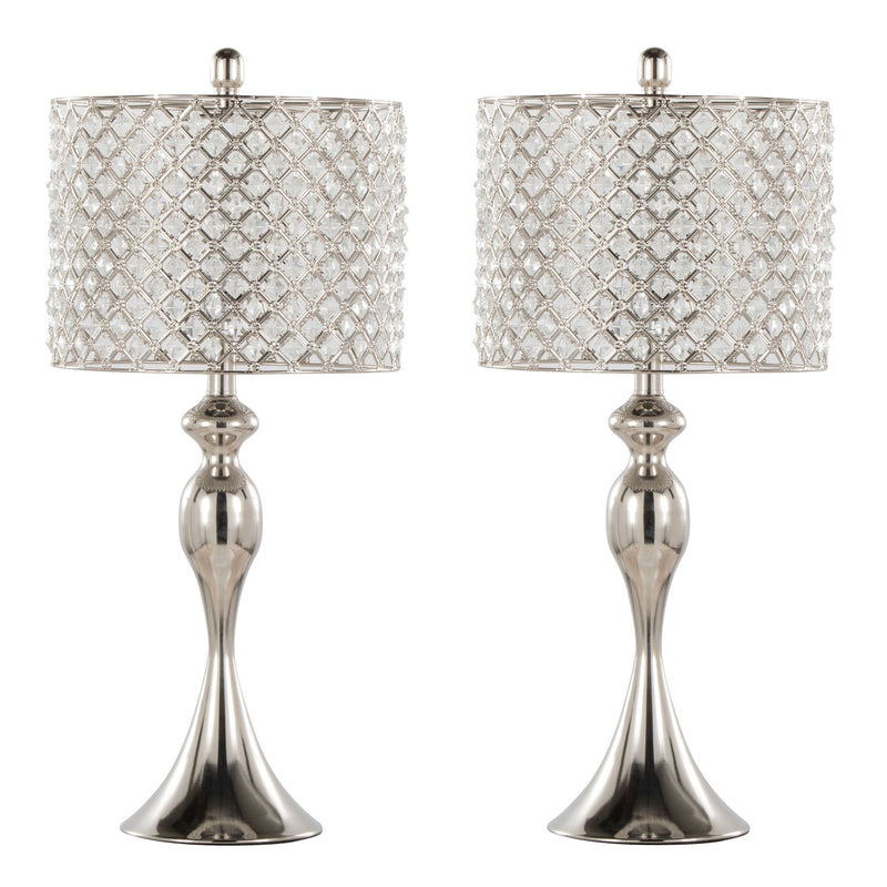 Ashland - Contemporary Table Lamp Square Clear Crystal (Set of 2) - Nickel