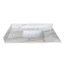Load image into Gallery viewer, Sintered Stone Bathroom Vanity Top With 4" Backsplash And 22" Sidesplash - Carrara White
