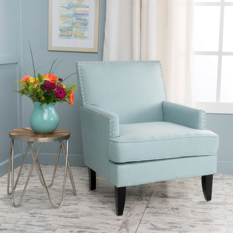Serenada - Upholstered Fabric Club Chair With Nailhead Trim And Tapered Birch Legs