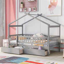 Load image into Gallery viewer, House Bed With 2 Drawers
