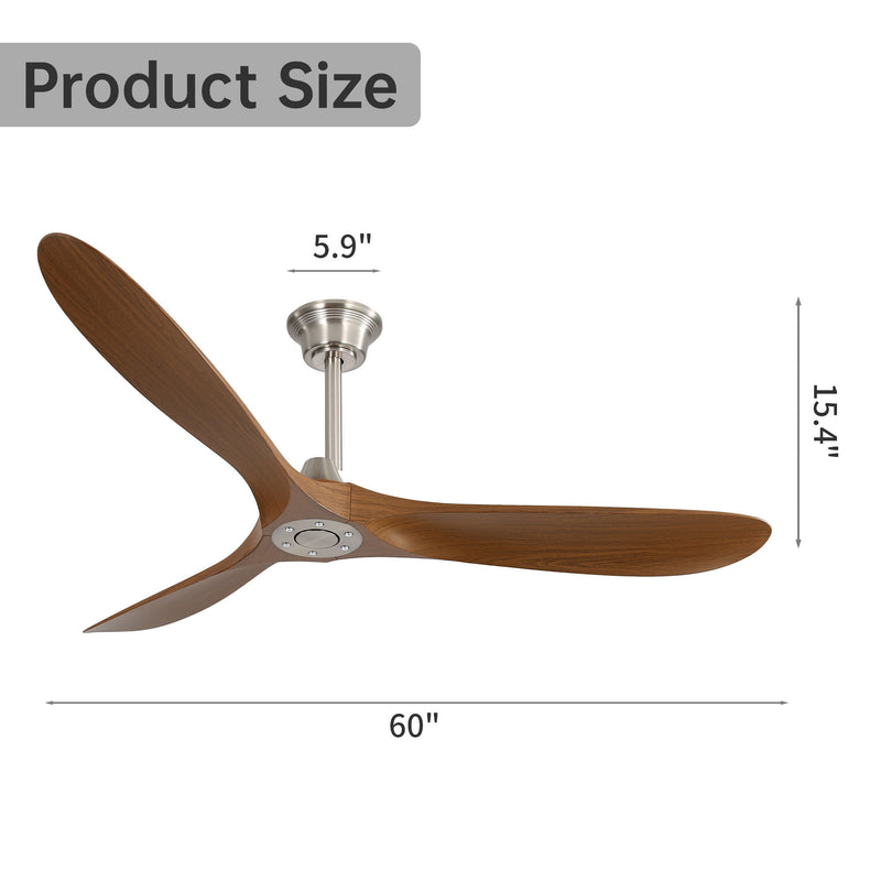 60" Outdoor Ceiling Fan Without Light With Smart App Control - Brushed Nickel