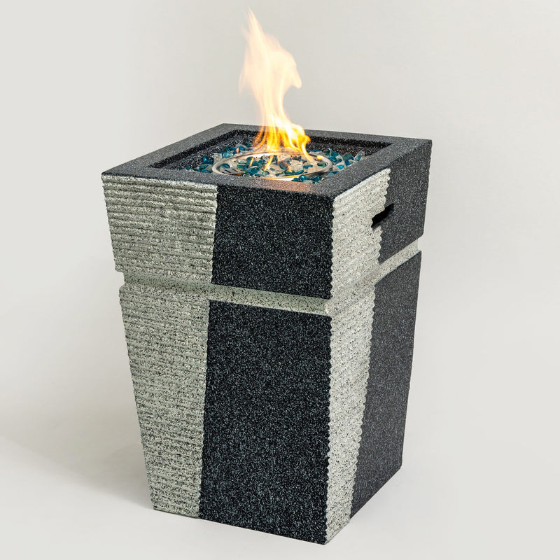 Propane, Gas 50000 Btu Square Fire Pit Table For Outside - Light Gray / Blue