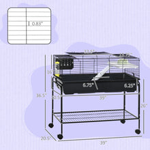 Load image into Gallery viewer, Pawhut - Two-Story Small Animal Cage Removable From Stand, Guinea Pig Cage, Hedgehog Cage, Chinchilla Cage, Ferret, With Shelf &amp; Wheels, Pet Habitat - Black
