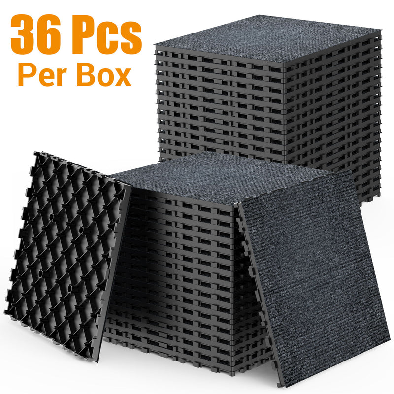 Diy Module Interlocking Decking Carpet Tiles For Patio, Porch, Poolside, Balcony, Backyard Polypropylene - Gray