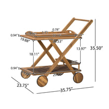 Load image into Gallery viewer, Riviera Bar Cart Stained Mobile With Wheels For Entertaining - Natural Stained
