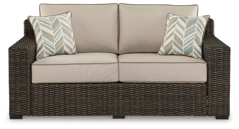Coastline Bay - Loveseat With Cushion - Brown