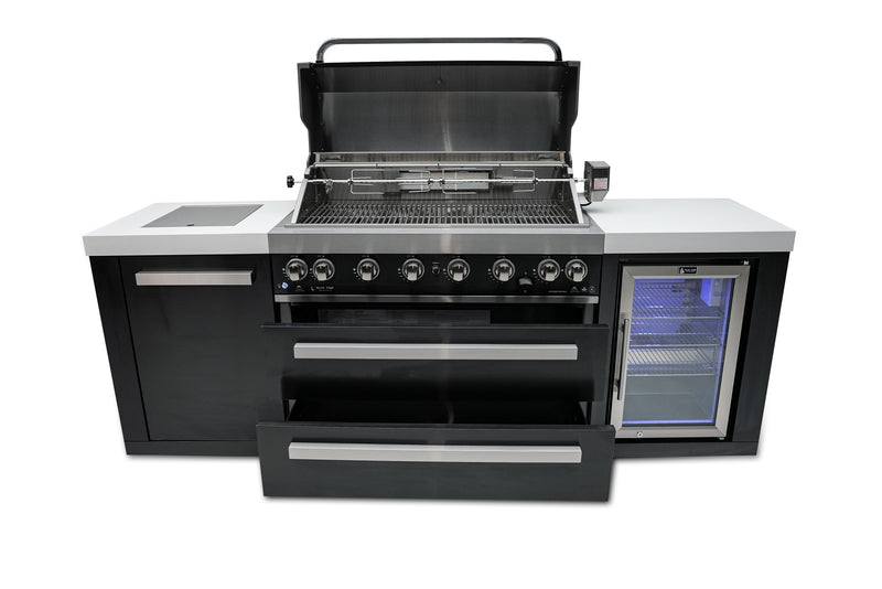 MONT ALPI 805 BLACK STAINLESS STEEL ISLAND WITH A FRIDGE CABINET-MAi805-BSSFC