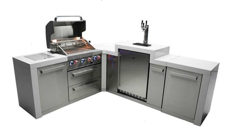 MONT ALPI 4-BURNER DELUXE ISLAND WITH A 90-DEGREE CORNER AND KEGERATOR-MAi400-D90KEG