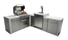Load image into Gallery viewer, MONT ALPI 4-BURNER DELUXE ISLAND WITH A 90-DEGREE CORNER AND KEGERATOR-MAi400-D90KEG
