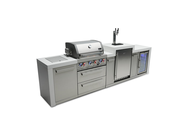 MONT ALPI 4-BURNER DELUXE ISLAND WITH A KEGERATOR AND FRIDGE CABINET-MAi400-DKEGFC