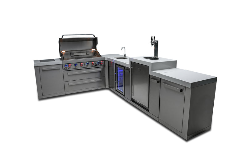 MONT ALPI 6-BURNER ISLAND WITH A 90-DEGREE CORNER, KEGERATOR AND BEVERAGE CENTER-MAi805-90KEGBEV