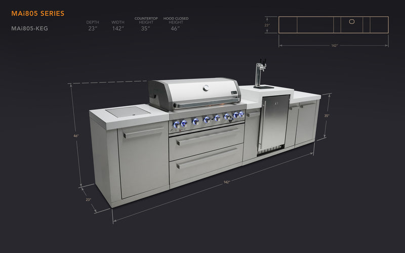MONT ALPI 6-BURNER ISLAND WITH A KEGERATOR-MAi805-KEG