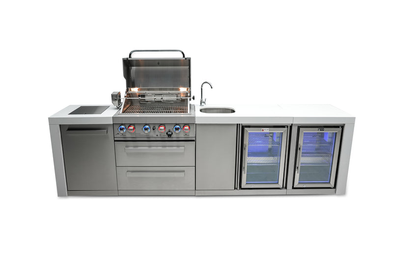 MONT ALPI 4-BURNER DELUXE ISLAND WITH A BEVERAGE CENTER AND FRIDGE CABINET-MAi400-DBEVFC
