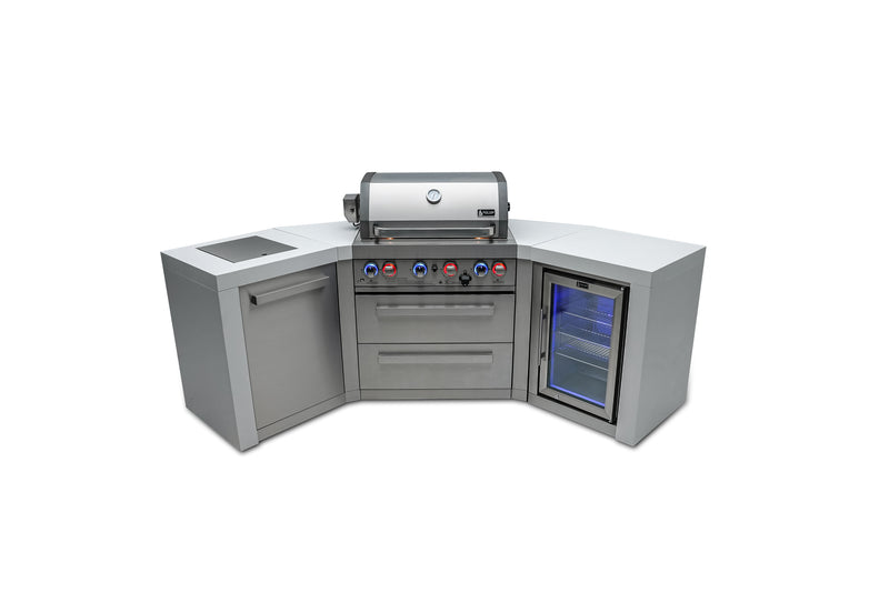 MONT ALPI 4-BURNER DELUXE ISLAND WITH 45-DEGREE CORNERS AND A FRIDGE CABINET-MAi400-D45FC