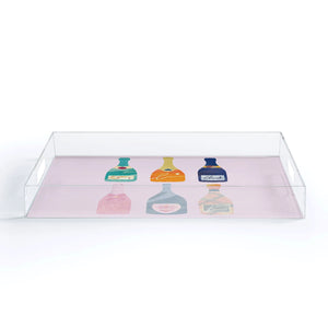 Deny Designs-Champagne Bottles Pink Acrylic Tray