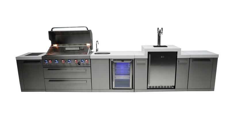 MONT ALPI 6-BURNER ISLAND WITH A KEGERATOR AND A BEVERAGE CENTER-MAi805-KEGBEV