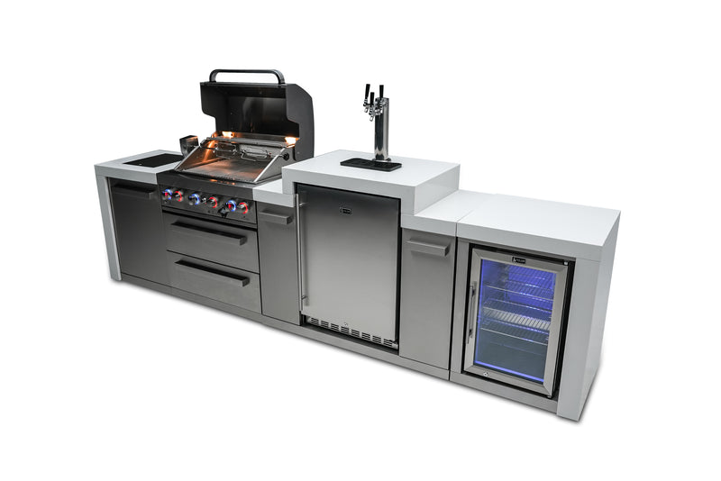 MONT ALPI 4-BURNER DELUXE ISLAND WITH A KEGERATOR AND FRIDGE CABINET-MAi400-DKEGFC