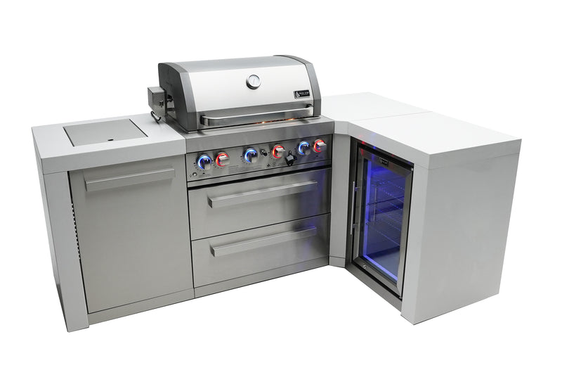 MONT ALPI 4-BURNER DELUXE ISLAND WITH A 90-DEGREE CORNER AND A FRIDGE CABINET-MAi400-D90FC