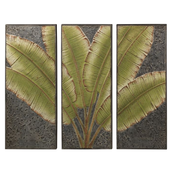 Green Leaves Tryptic Wall Décor