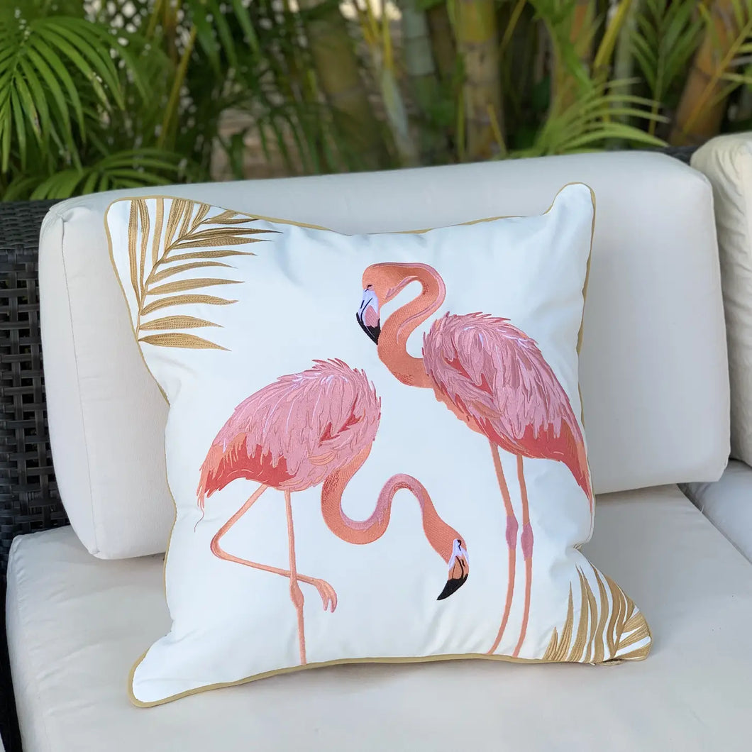 Rightside Design-Flamingo Fancy Embroidered Indoor/outdoor Pillow