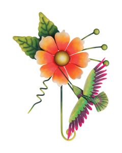 Hummingbird Flower Wall Decor - Orange