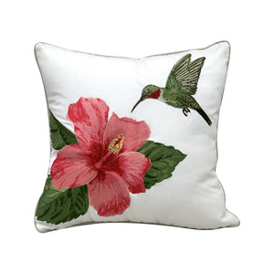 Rightside Design-Hummingbird & Hibiscus Indoor/Outdoor Pillow