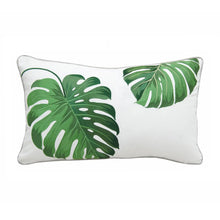 Load image into Gallery viewer, Rightside Design- Tropical Green Monstera Palm Pillow - Indoor/outdoor Pillow
