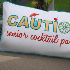 Rightside Design-Caution Senior Cocktail Party Indoor/Outdoor Lumbar Pillow